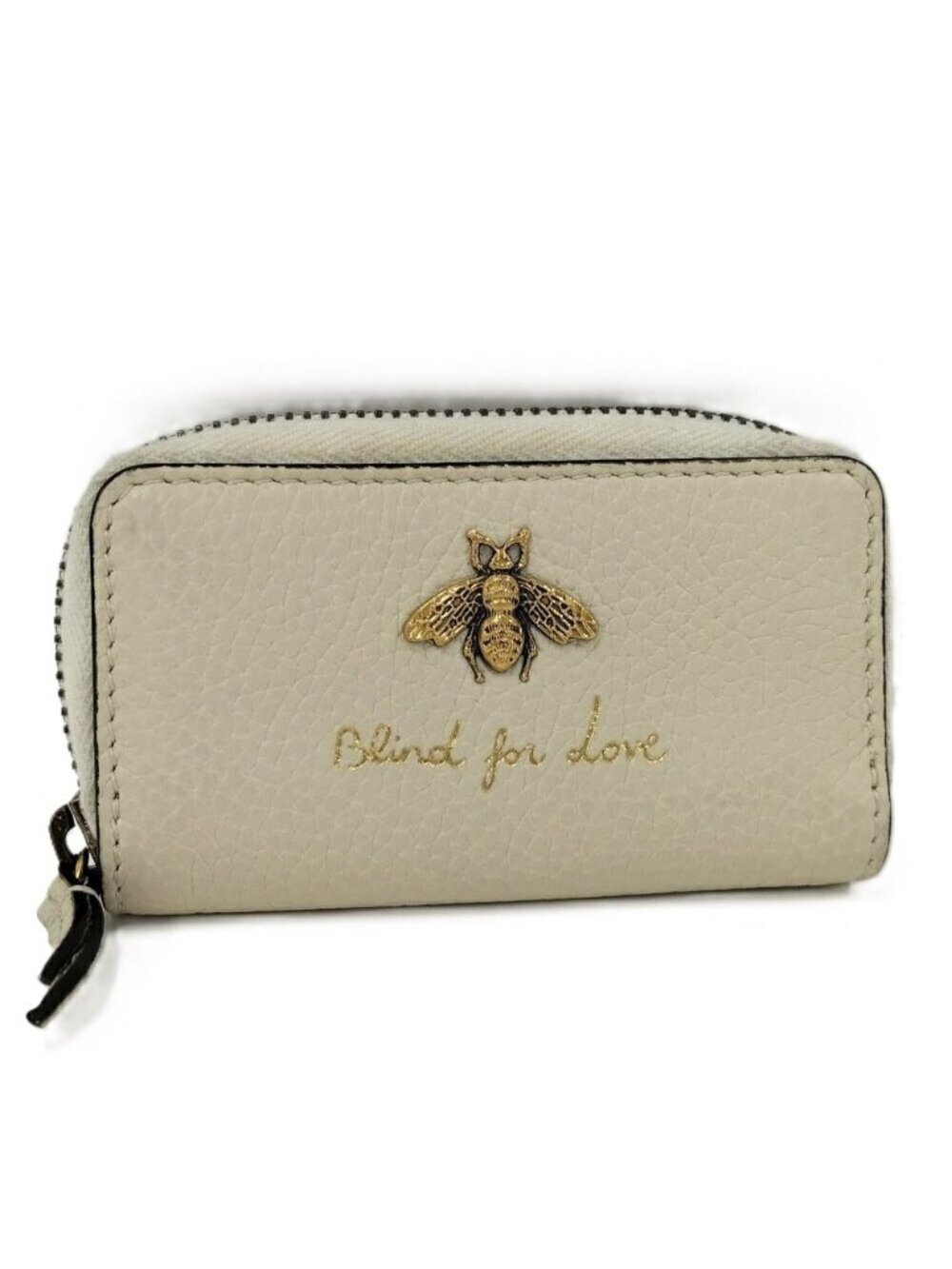 Gucci Coin Purse Bee Leather Beige